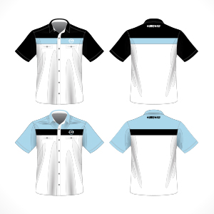 Black Blue on White Short Sleeve